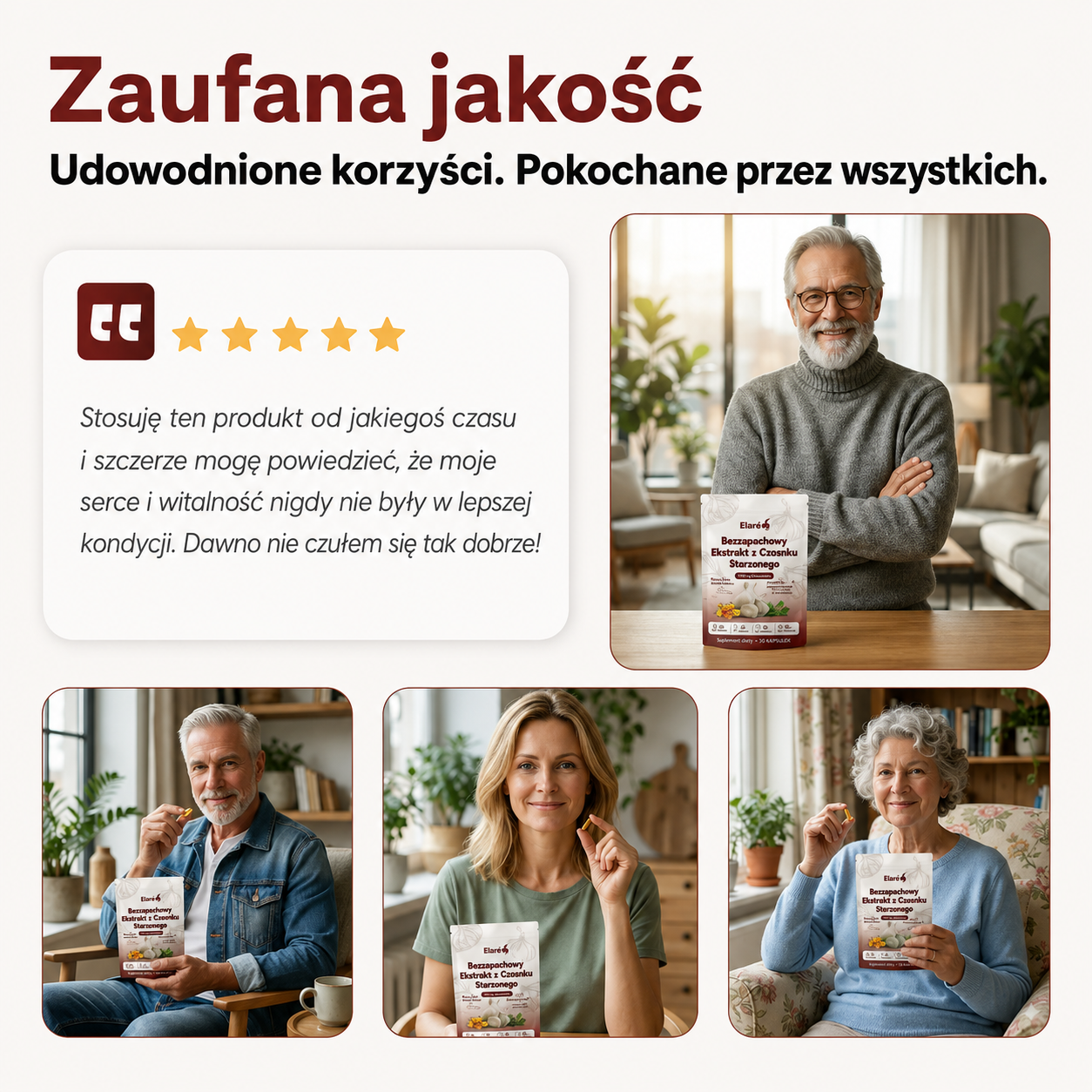 Elaré® Starzony Czosnek 7500mg – Bezzapachowe Kapsułki na Serce i Ciśnienie
